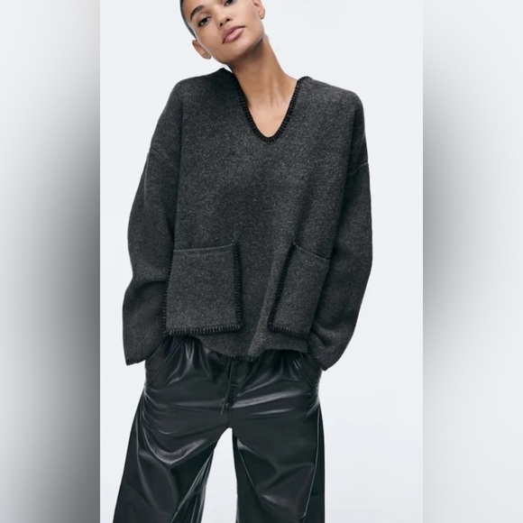 Zara Studio Oversized Grey Pocket Sweater – Size M brand new no tag - Picture 4 of 16